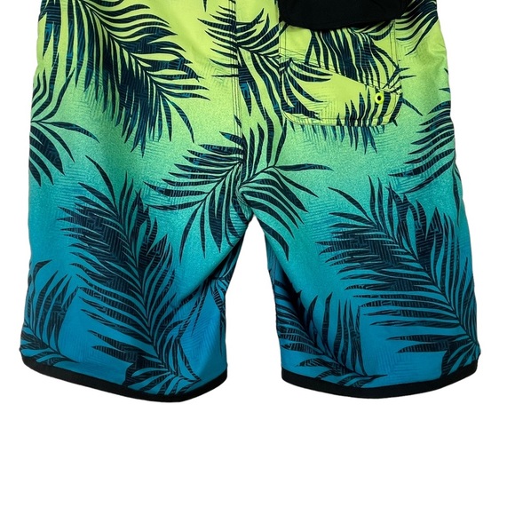Burnside Men's Board Shorts Surf Swim Cyan Blue Casual Tropical Print Size 33 - Picture 5 of 13